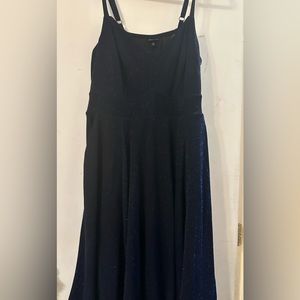 Torrid black blue sparkle spaghetti midi dress